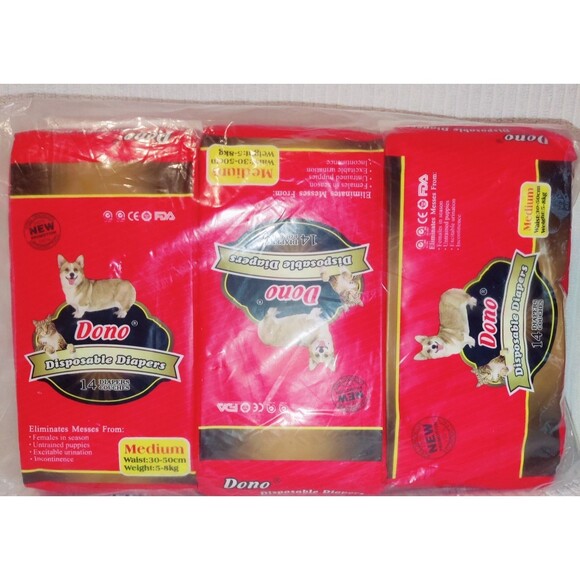 Dono Disposable Female Dog Diapers Size M, Lot of 3 Packs of 14 Diapers New - Picture 3 of 9